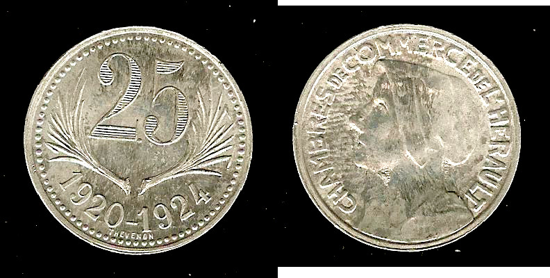 Herault(34) 25 centimes 1920-1924 AU